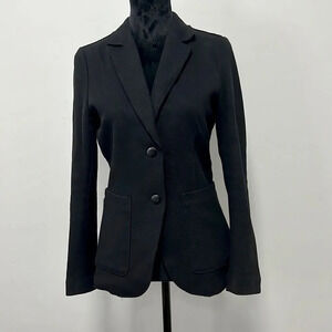 H&M Black Two Button Two Rectangular Pocket Tailored Long Sleeve Blazer Size 8